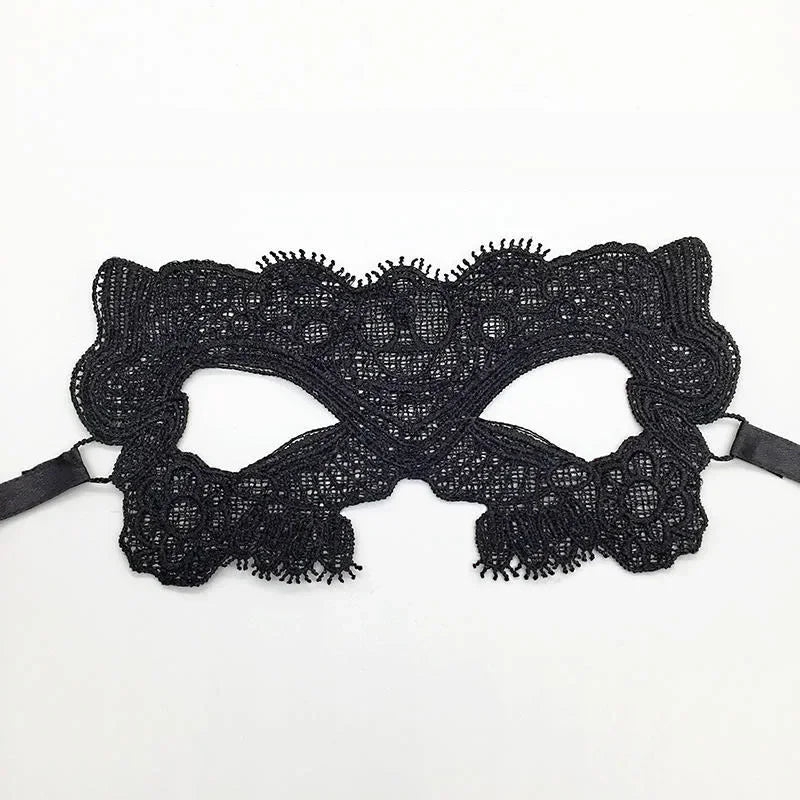 Elegant black lace half face mask for masquerade and costume parties