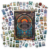 A collection of vintage floral window scrapbooking stickers featuring various flowers and botanical designs.