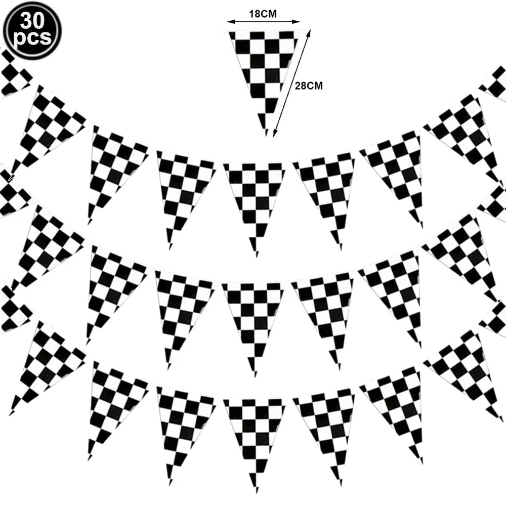 Race Car Birthday Party Balloon Decoration Set with Traffic Lights, Cones & Checkered Flags