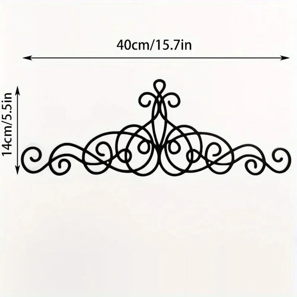 Black wrought iron wall art featuring an ornate Bismillah design