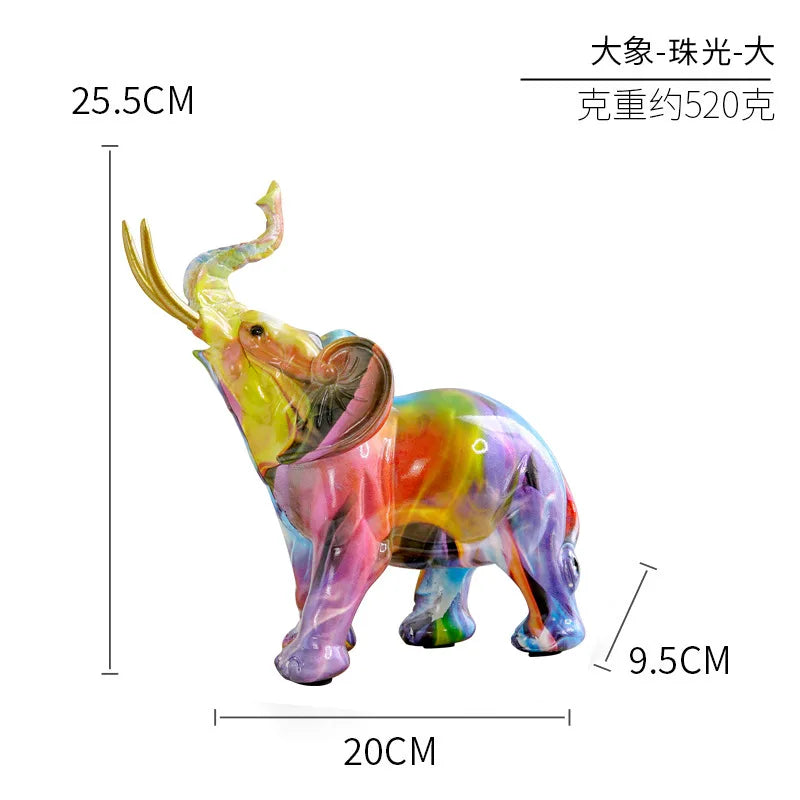 Colorful Elephant Resin Figurine for Home Decor