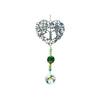 Silver crystal tree of life pendant with green and clear gemstone drops