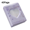A purple 40Page photo album with a heart-shaped clear cover and text on the front.