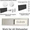 Stainless steel dishwasher sign with the word CLEAN, designed to be magnetic for kitchen use.