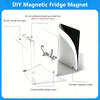 DIY magnetic fridge magnet kit showing a clear acrylic layer and a customizable design layer with a flexible magnetic sheet.