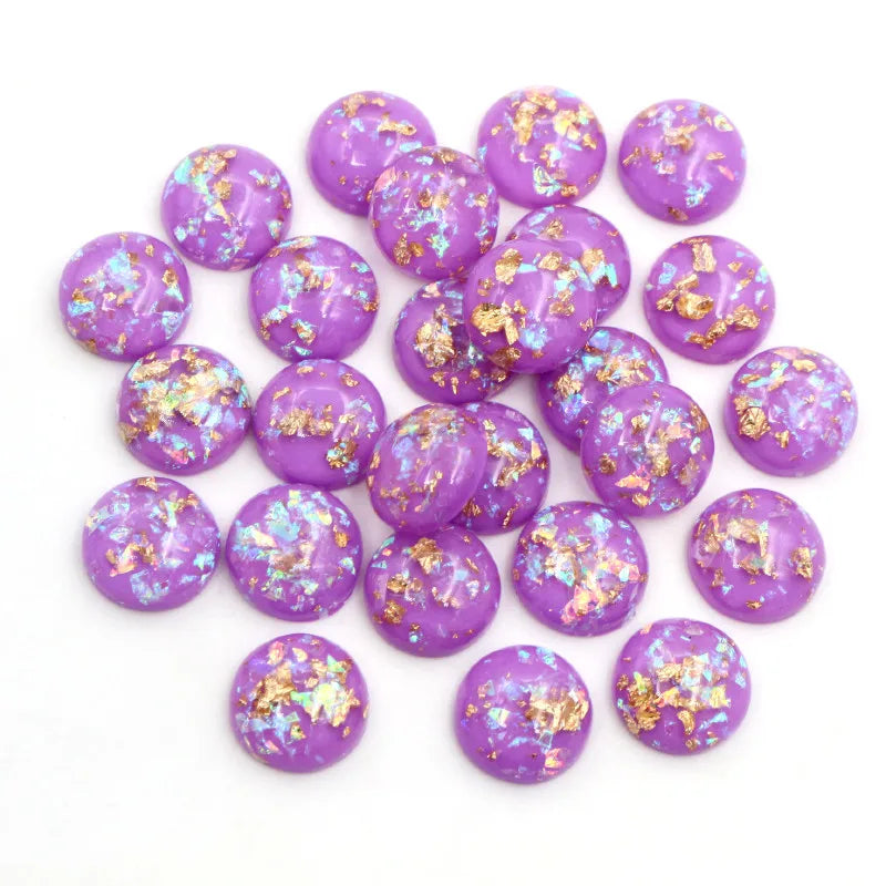 Mixed Color Resin Cabochons with Metal Foil Backing for Jewelry Making