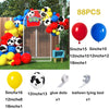 An 88 piece balloon garland arch kit featuring various colored balloons, star accents, and tools for decoration.