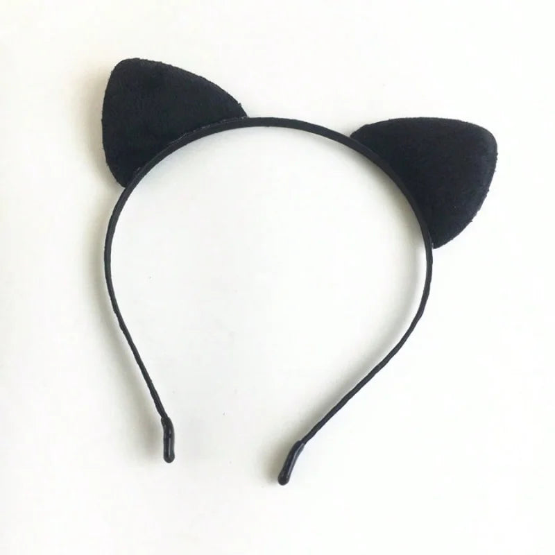 Black cat ear headband and eye mask set for costume parties
