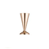 A tall, elegant golden silver wedding flower vase with a flared opening.