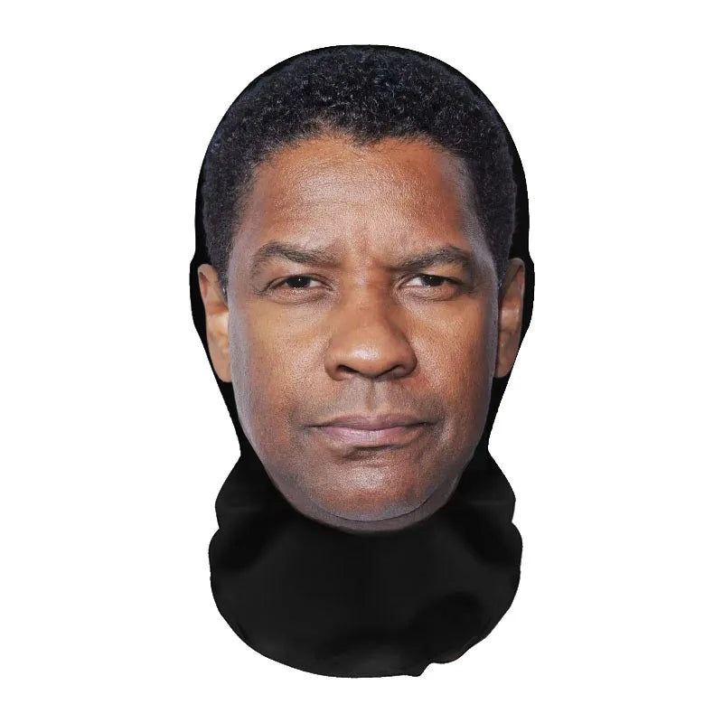 Realistic full-face cosplay mask for Halloween featuring a dark complexion and short hair.