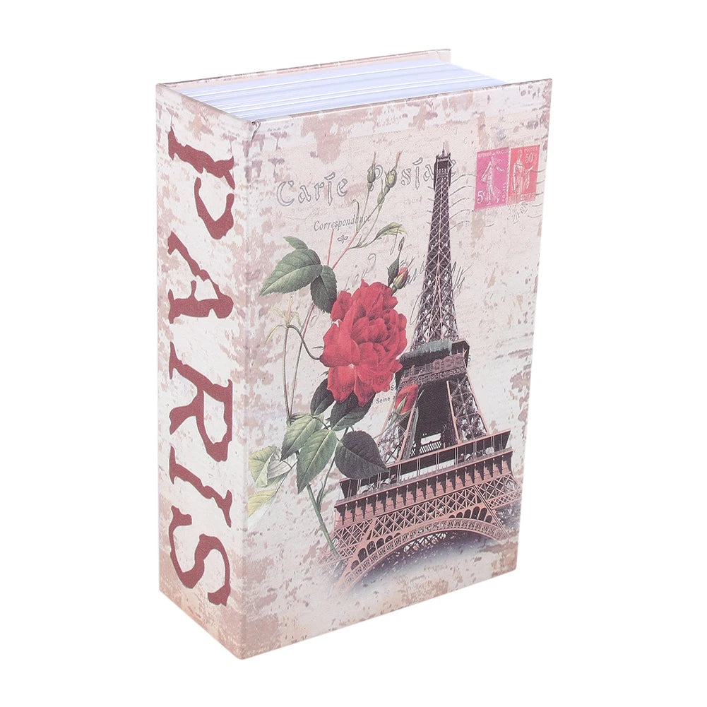 A vintage-style book cover featuring the Eiffel Tower and roses, titled Paris.
