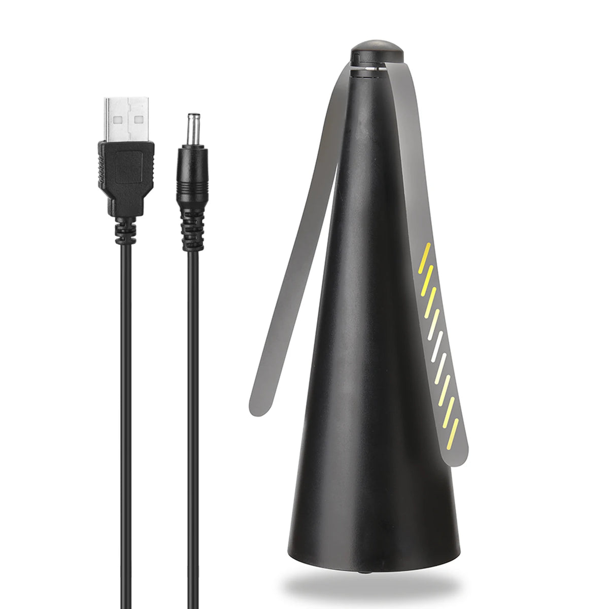 A black automatic electric fly repellent fan with a long cord and a protective grille.