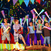 Five children holding LED fiber optic glow wands in a nighttime outdoor setting