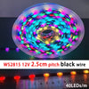 A circular LED light module with multiple colored LEDs mounted on a black wire, showing 40 LEDs per meter.