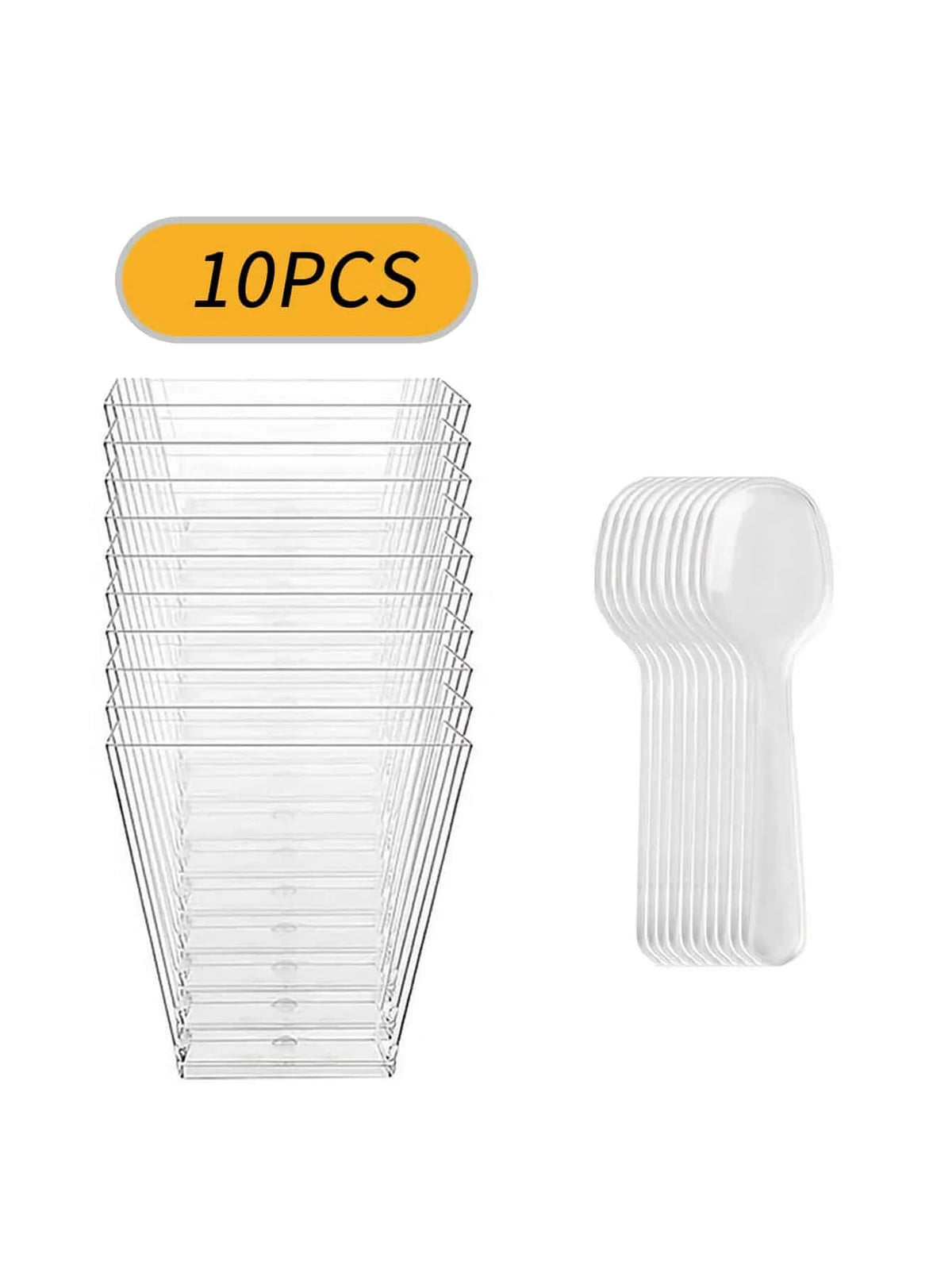 Clear Plastic Mini Dessert Cups with Spoons – Square Parfait & Appetizer Bowls for Parties