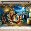 Starry Night Nativity Scene Backdrop for Christmas Celebrations