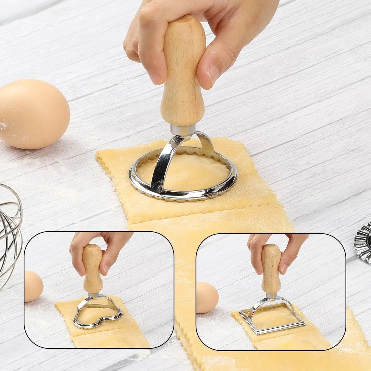 Ravioli Stamp and Cutter Set with Wooden Handle