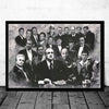 Black and white canvas art depicting a group of men in formal attire, resembling characters from The Godfather.