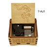 A wooden box containing a music melody mechanism and an illustration of a character.