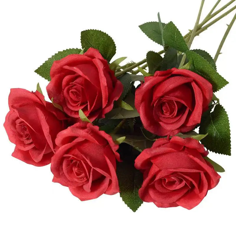 Realistic Velvet Artificial Roses – 20" Stems for Weddings & Home Décor