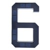 A dark blue solar LED house number sign with automatic dusk-to-dawn lighting.