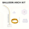 A balloon arch kit showing a gold-colored flexible light fixture and various white components for decoration.