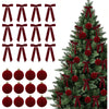 Burgundy Christmas Ornament Set with Silk Bows