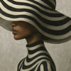 Abstract African Woman Canvas Art – Black & White Striped Print