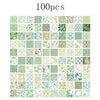 A collection of 100 pieces of vintage patterned paper for junk journals and scrapbooking.