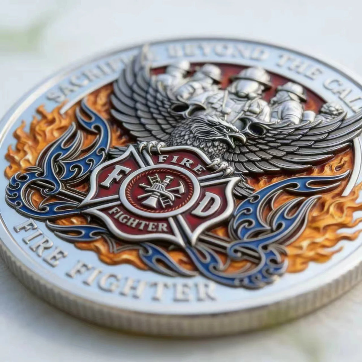 Firefighter 3D Gold-Plated Challenge Coin | Commemorative Hero Tribute Coin