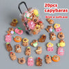 20 pieces of capybara mini suitcase figures with soft glow in various colors and textures