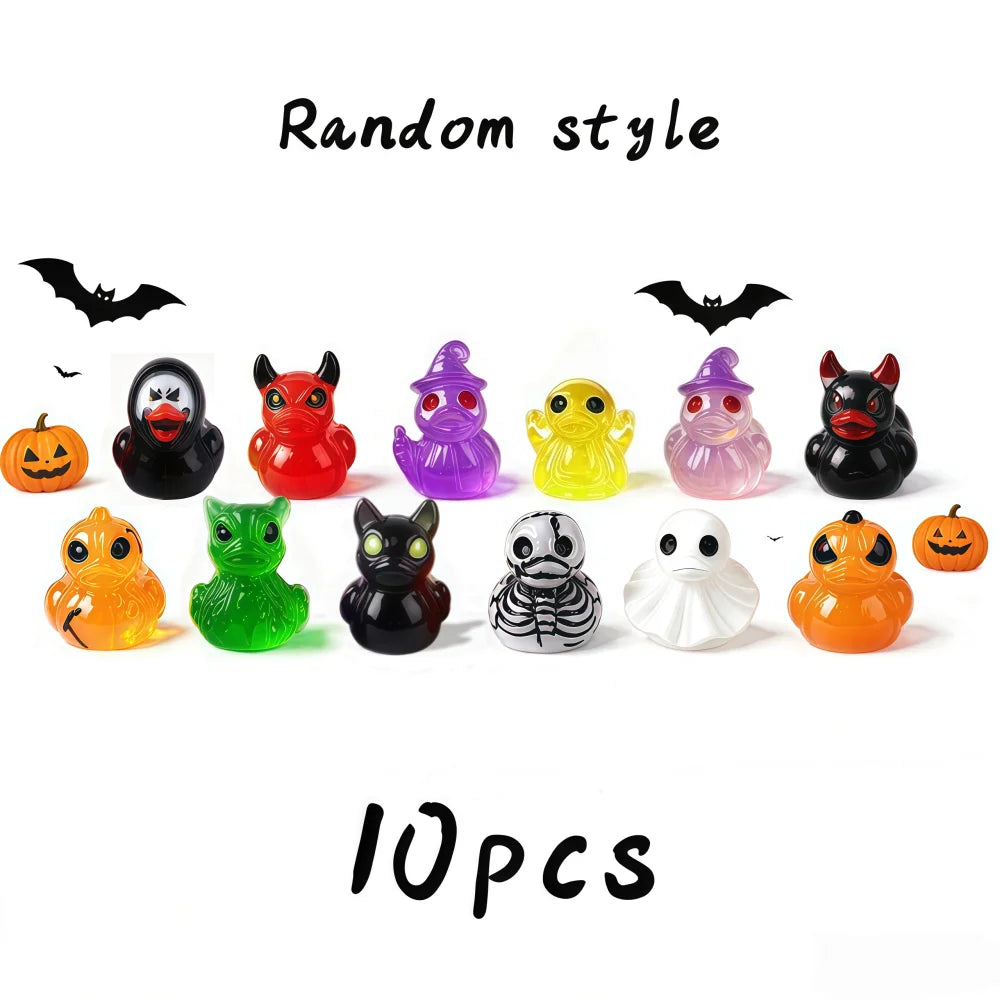 Spooky Mini Duck Figurines for Halloween Decor (Set of 10)