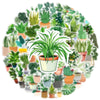 A circular arrangement of various potted succulent plants and greenery.