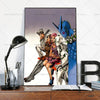 Anime poster featuring characters from JoJo's Bizarre Adventure in a dynamic pose