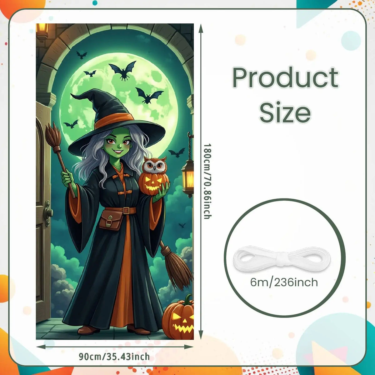 Large Halloween Witch Door Banner with Classic Spooky Design