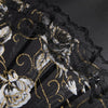 Black lace folding fan with gold and white floral embroidery