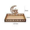 Bandeja de Eid Mubarak de madera con silueta de luna creciente y estrellas para decoración de Ramadán