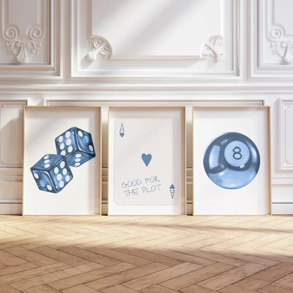 Set of 3 Abstract Pool Ball Dice Canvas Prints