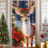 Merry Christmas Party Decoration Door Cover with Santa, Snowman & Reindeer Design