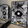 A framed black and white poster featuring characters from Soul Eater anime art