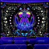 A vibrant tapestry featuring a central lotus design with glowing chakra elements and intricate floral patterns.