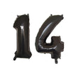 Black helium foil number balloons shaped like the number 4