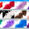 A chart displaying various colors of turkey feathers, including red, black, white, purple, and blue.