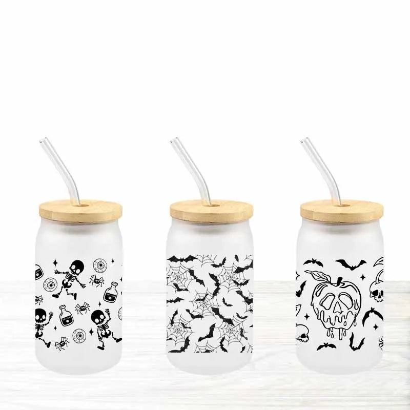 Halloween Spooky UV DTF Cup Wraps – 3D Cartoon Stickers