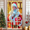 Merry Christmas Party Decoration Door Cover with Santa, Snowman & Reindeer Design