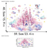 Pink castle wall decals featuring a magical castle surrounded by clouds and rainbows