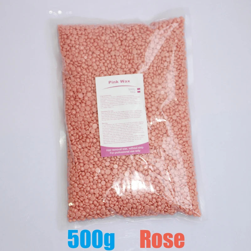 A bag of 500g Pink Wax Hard Waxing Beans for body hair removal