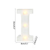 A white alphabet letter light shaped like the letter I with warm white LED lights.