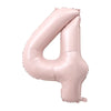 A pink foil number balloon shaped like the number 4.