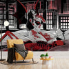 Gothic Vampire Woman Tapestry with Horns & Blood Stains